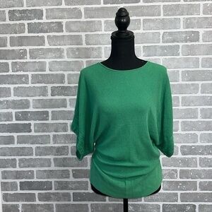 COLDWATER CREEK | DOLMAN SLEEVE | 70% SILK/ 30% COTTON GREEN TOP |WOMENS XS